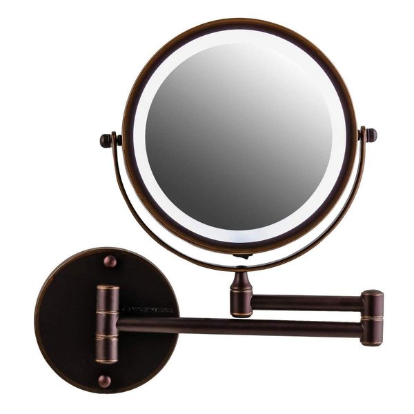 Ovente Ovente MFW70ABZ1X10X 7 in. Wall Mounted Double Sided 180 Extendable Arm Vanity Makeup Mirror with 1x Full View & 10x Magnification; Antique Bronze MFW70ABZ1X10X